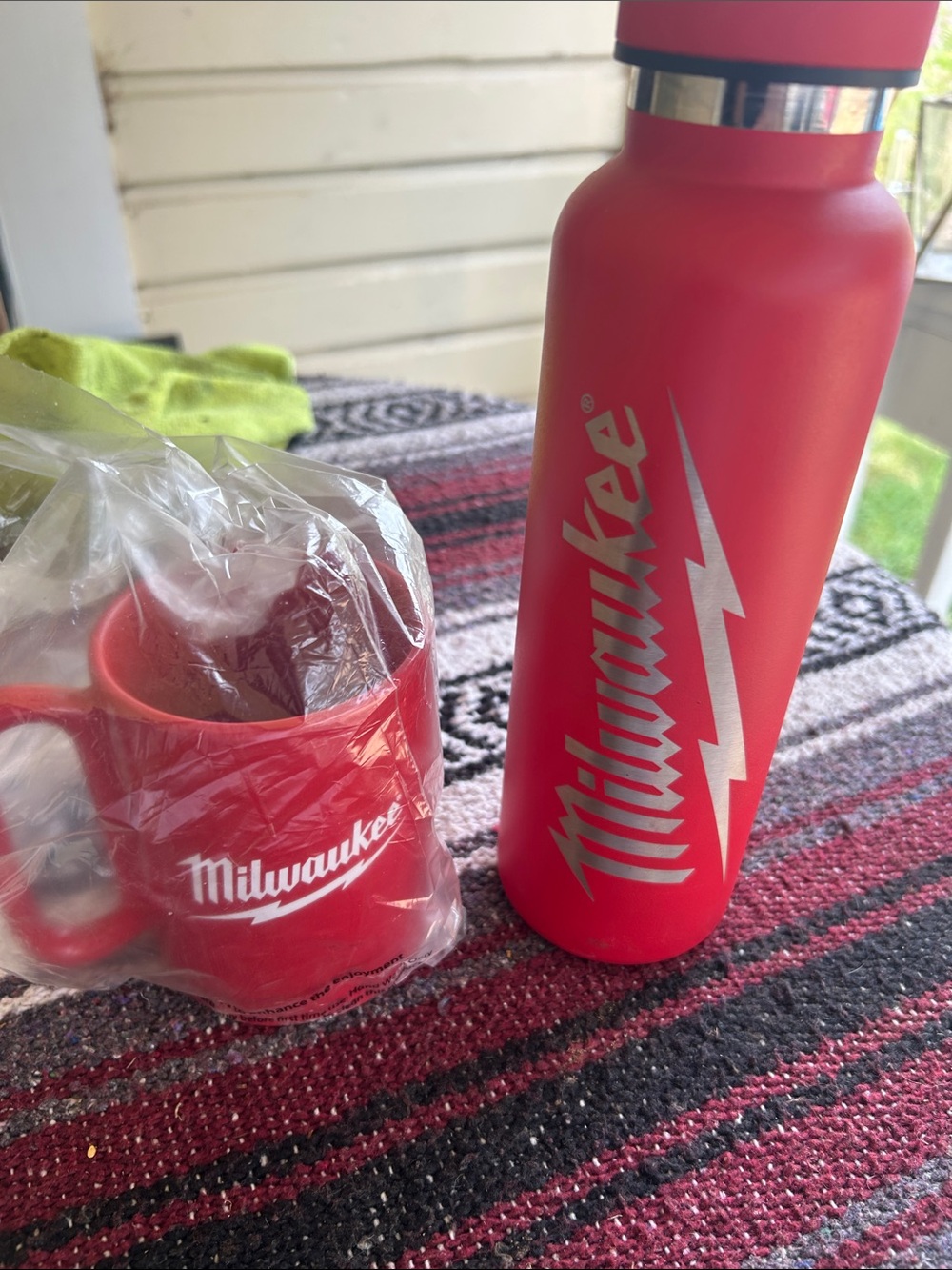 Milwaukee tool mug and water bottle